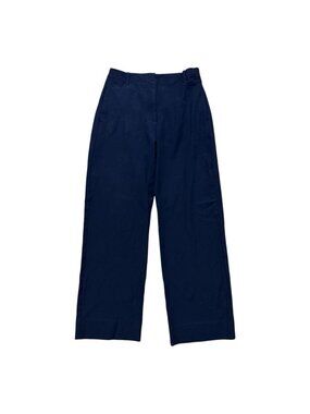 Banana Republic Modern Straight Wide Leg Pants Navy Blue Stretch Career Size 4